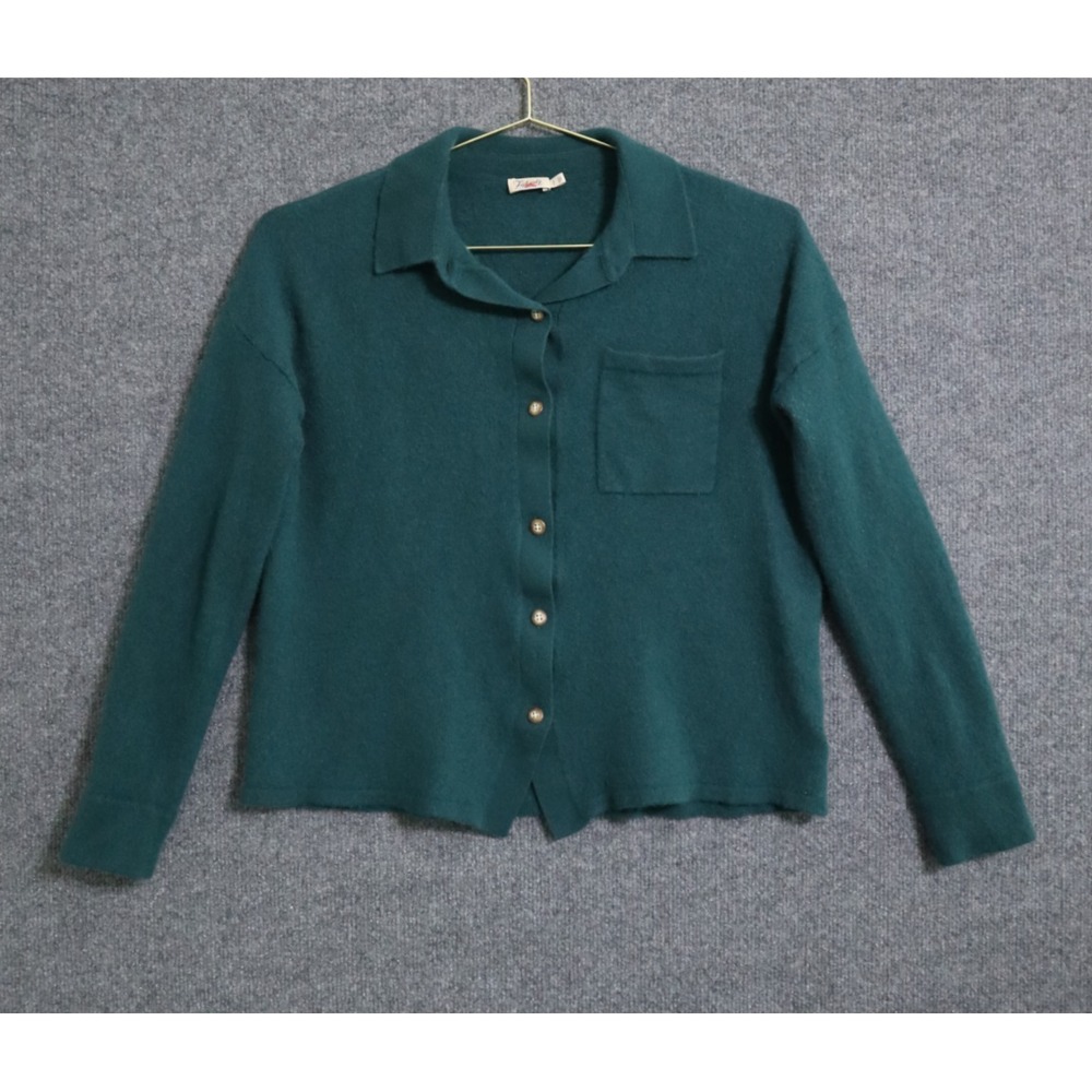 Faherty Deep Green Button-Up Cardigan